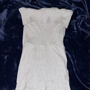 Gray Off-Shoulder Ribbed Romper